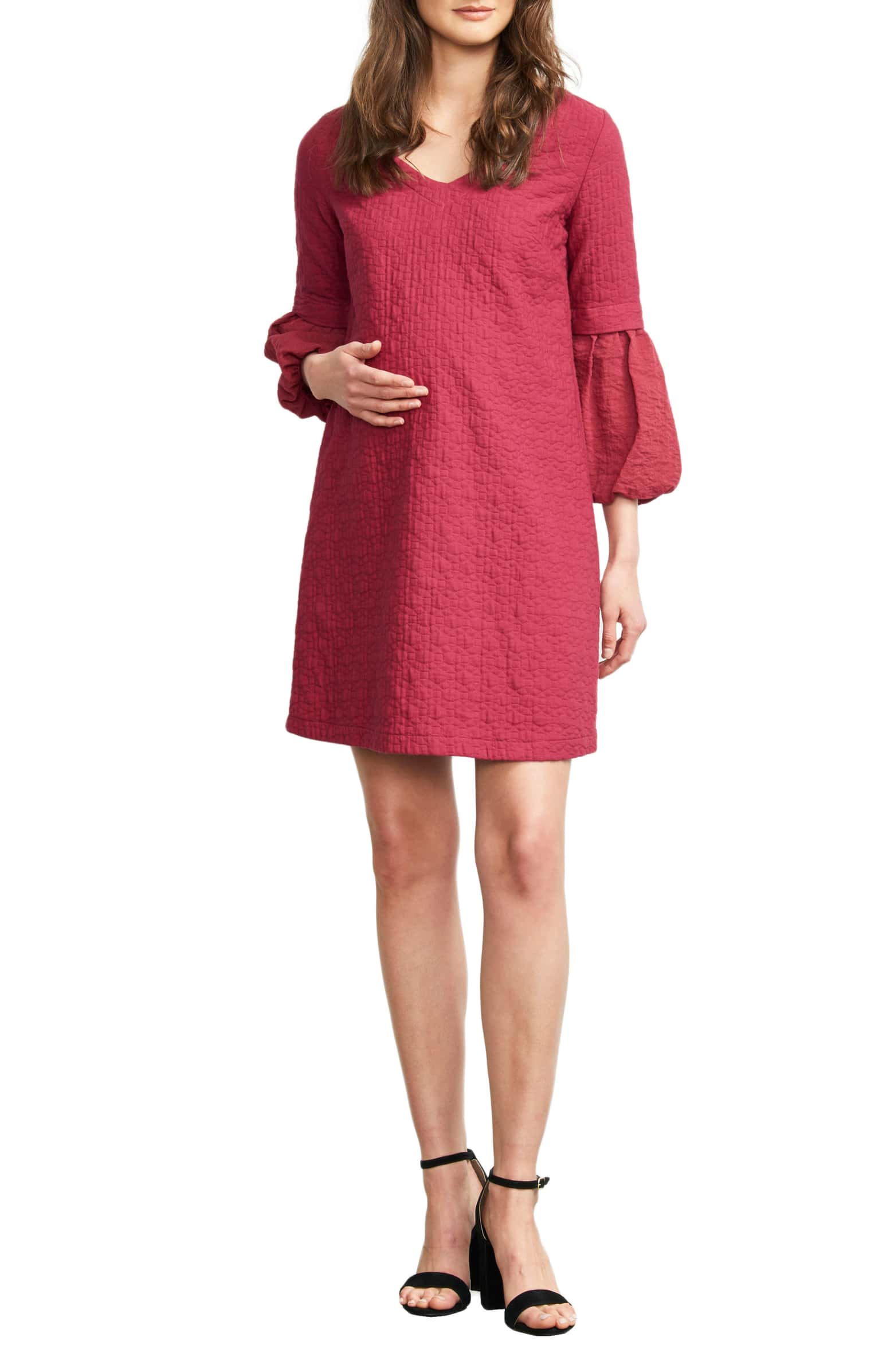 Bubble Sleeve Maternity Shift Dress