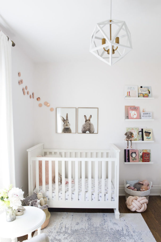 Rose All Day Girl Nursery with Oversized Bunny Prints