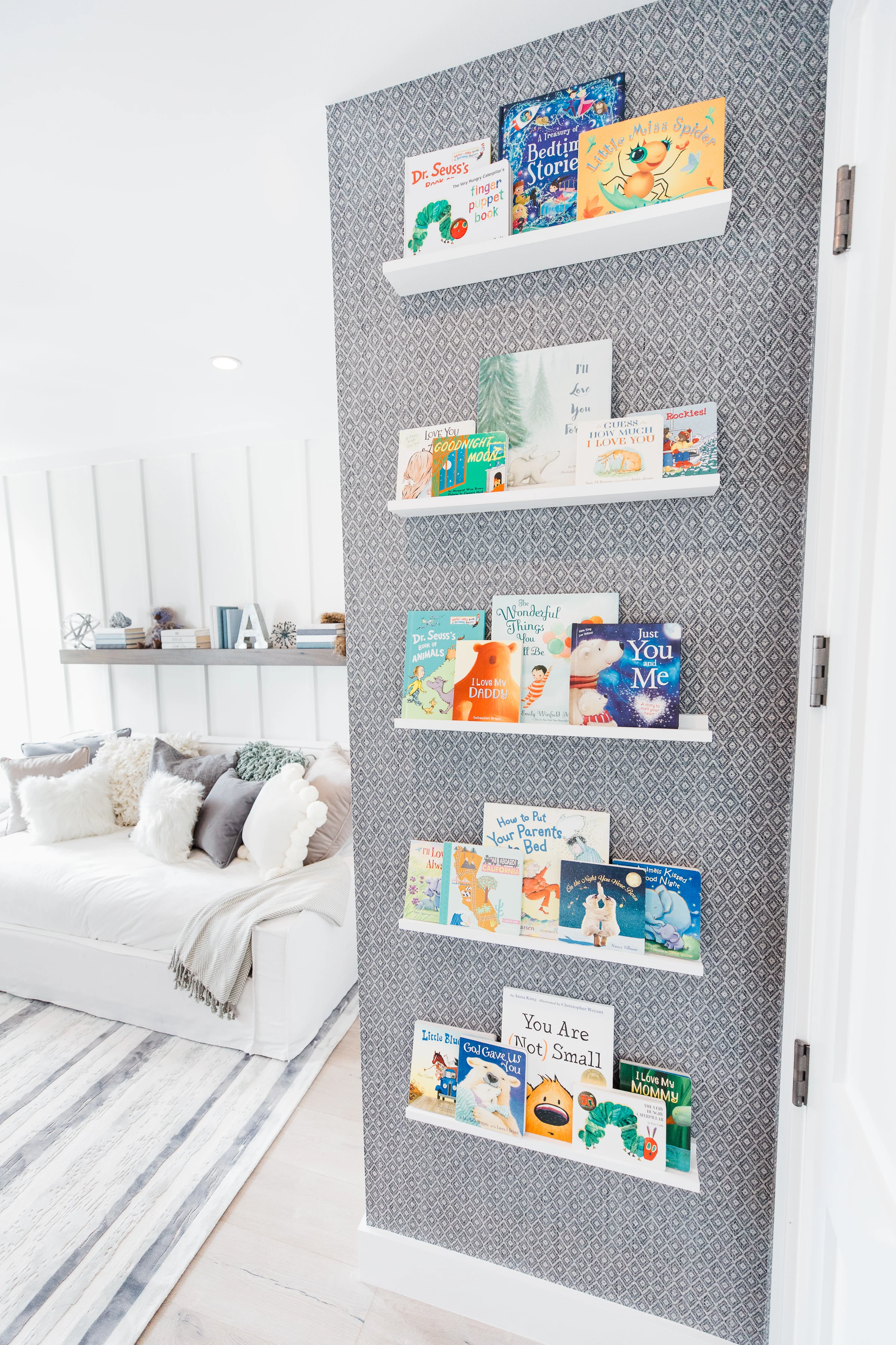 Book Ledges in Sophisticated Blue Nursery