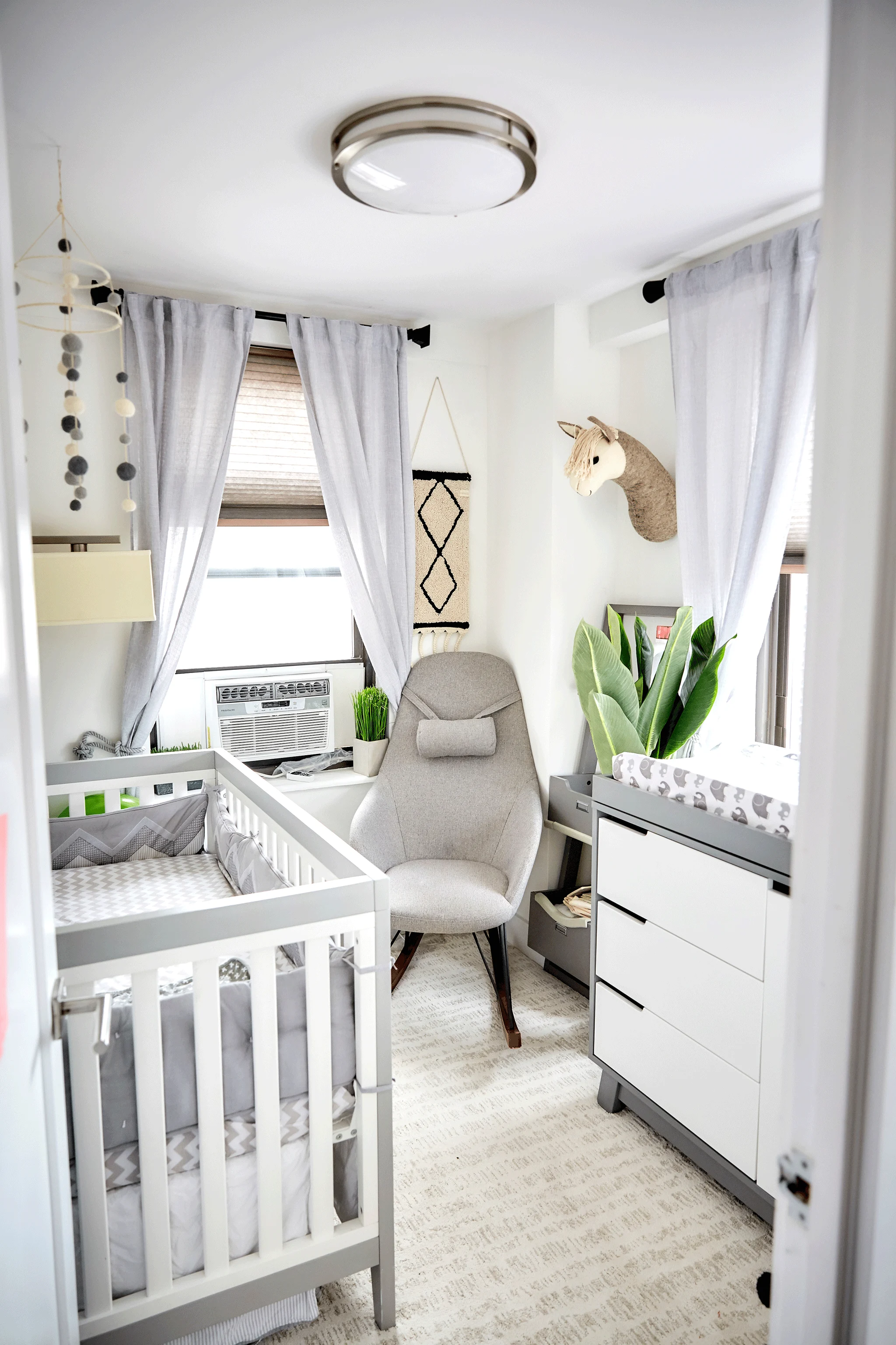 Small Space Nursery Gray and White