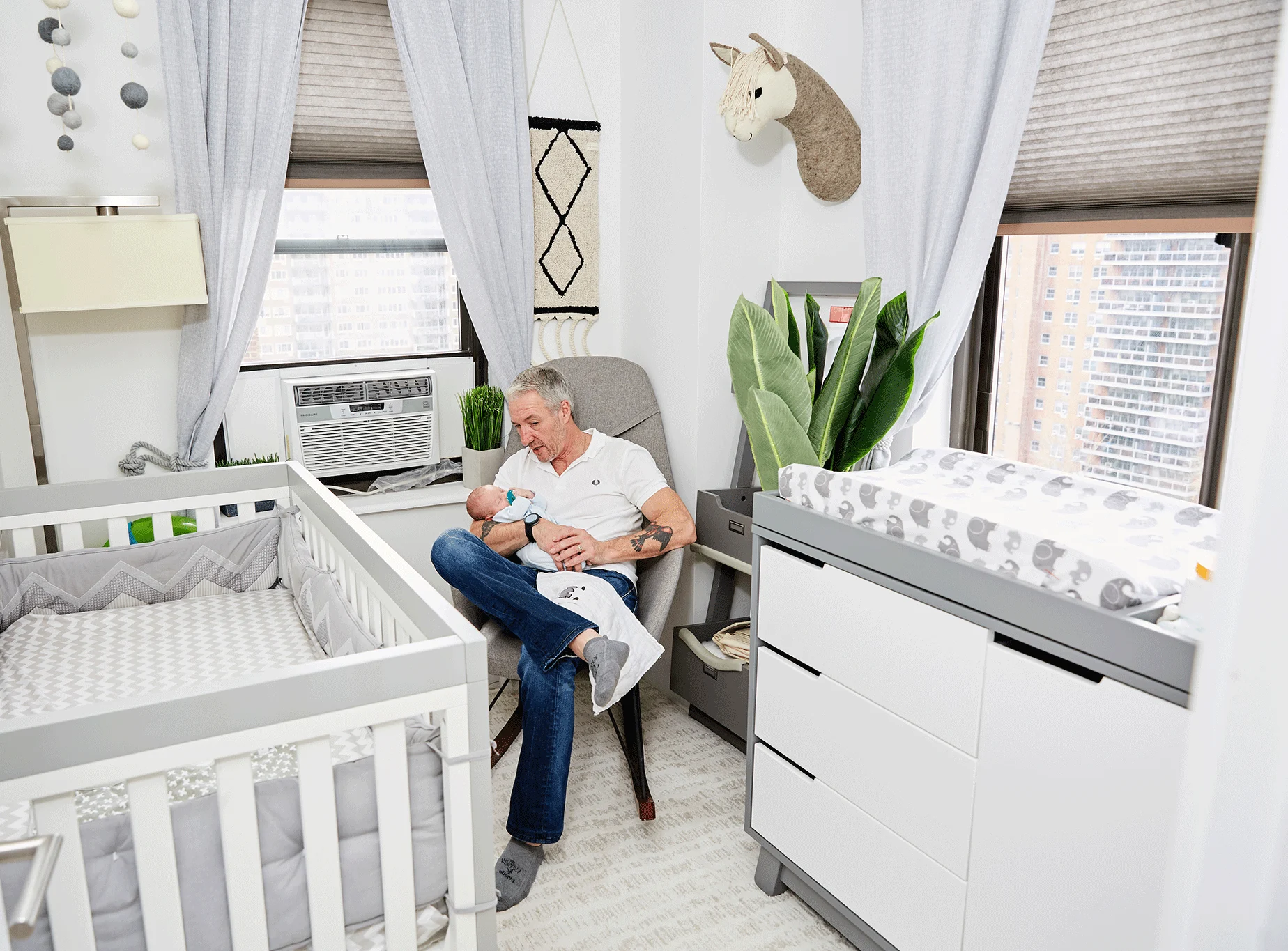 Gray and White Small Space Nursery