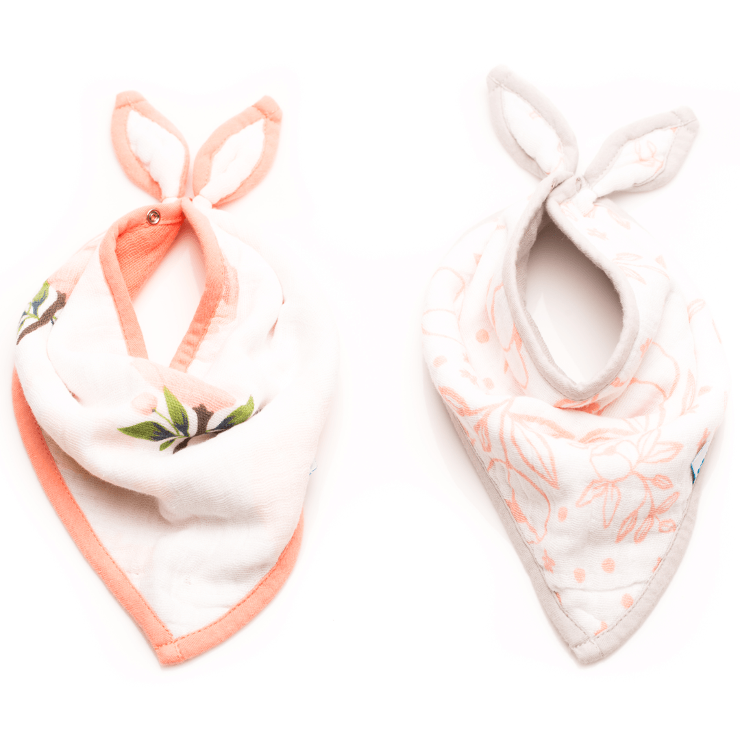 Watercolor Rose Cotton Bandana Bib Set