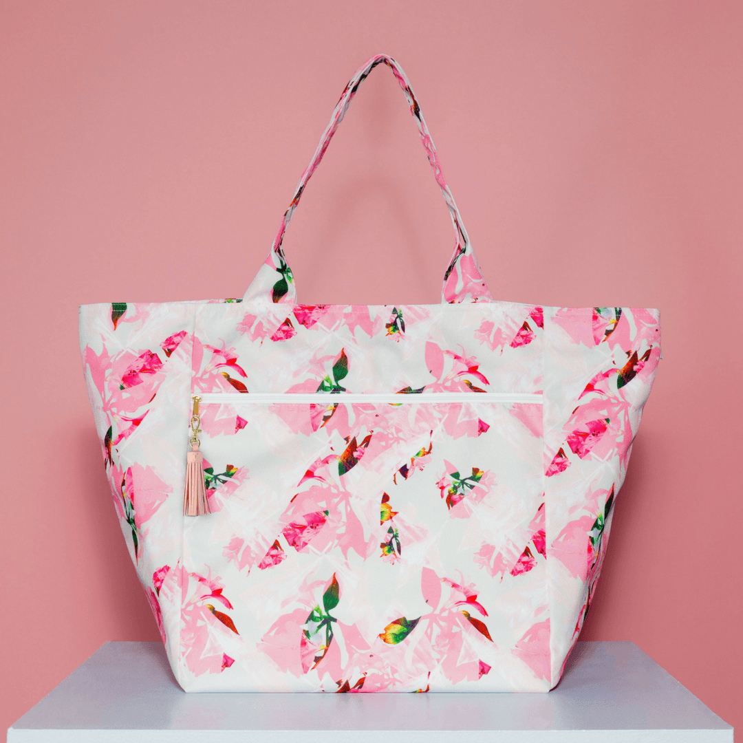 Pink Botanical Oversized Carryall Tote