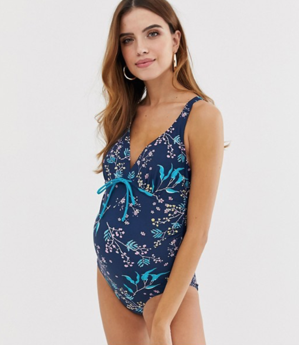Floral Print Maternity Swimsuit Dress