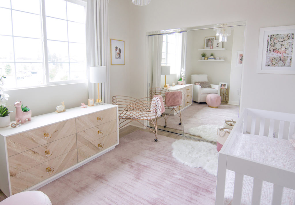 Modern Blush Nursery with Rose Gold Bassinet
