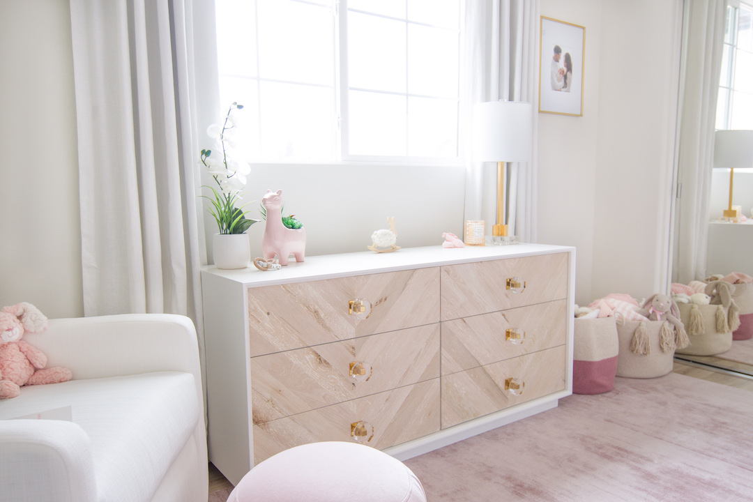 Two-tone Dresser with Acrylic Knobs in Blush Nursery