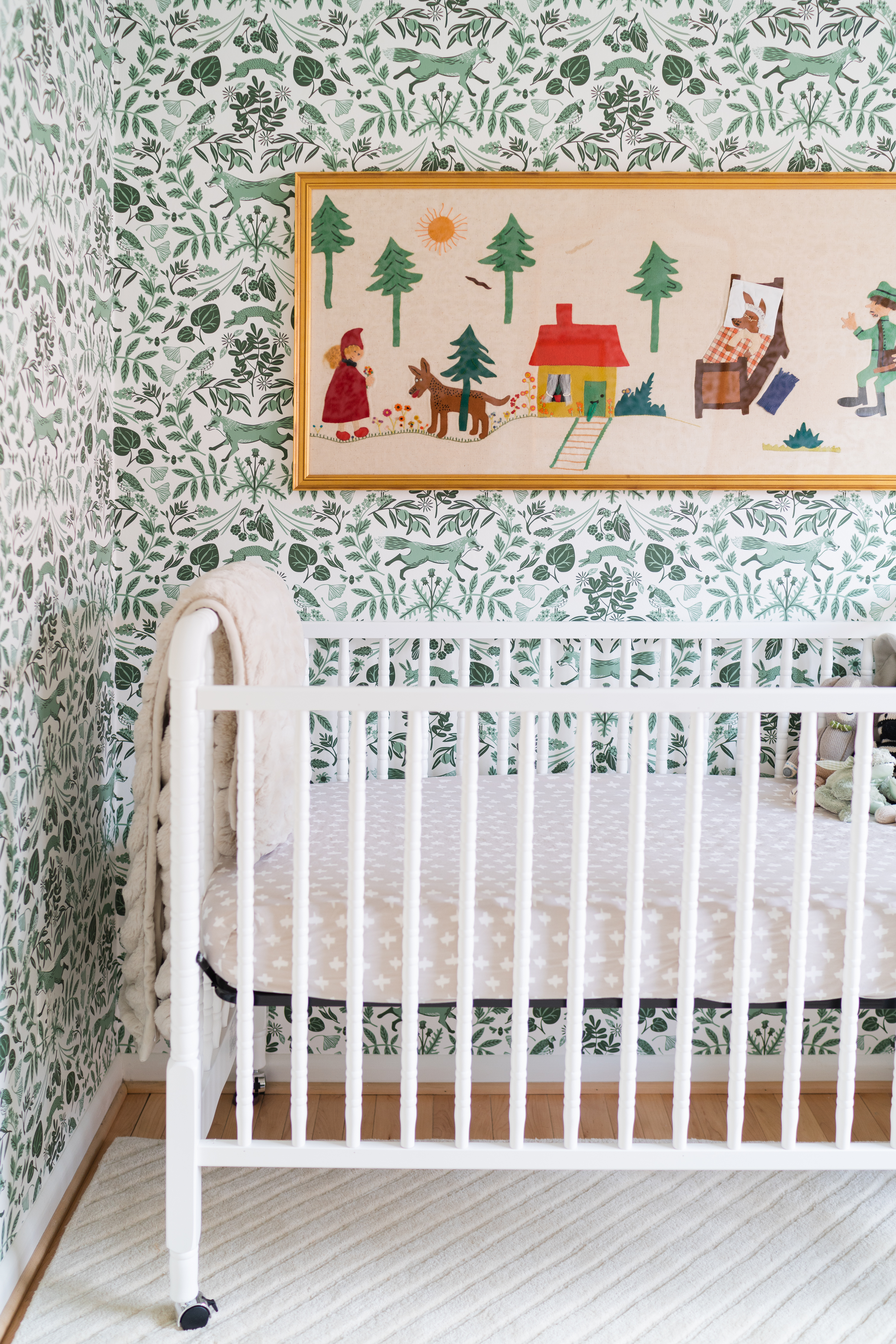 Family Heirloom in Green Nursery with Jenny Lind Crib