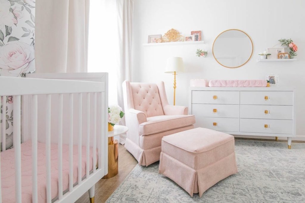 blush nursery glider