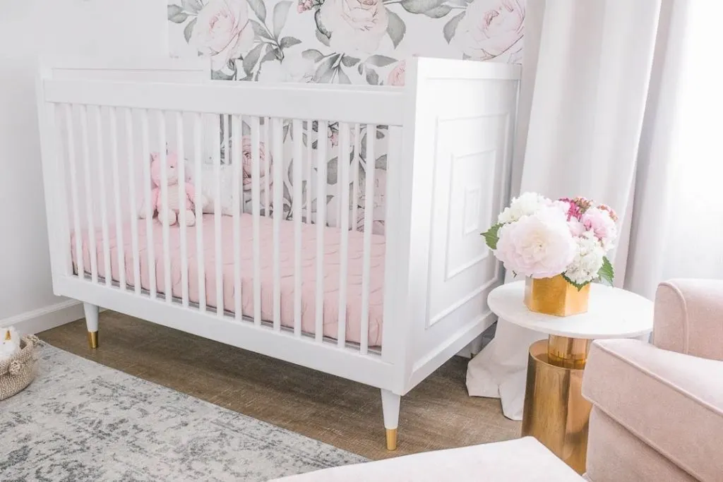 Uptown Crib in Blush and Gold Glam Nursery