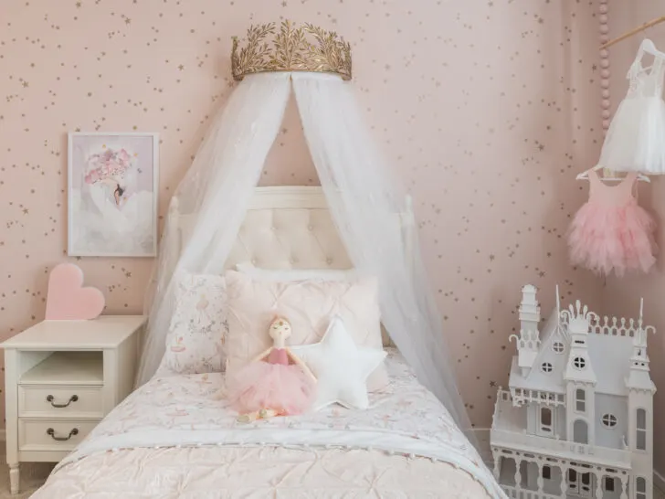 Cozy Girls Bedroom Ideas with Pink and Neutral Decor - Caitlin Marie Design