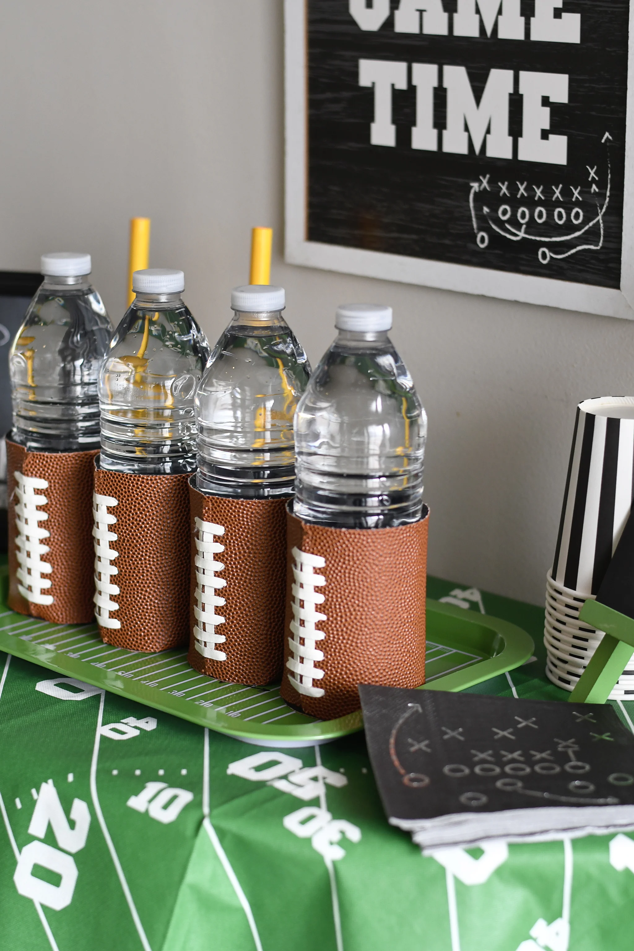 Water Bottle wraps made out of real football material!