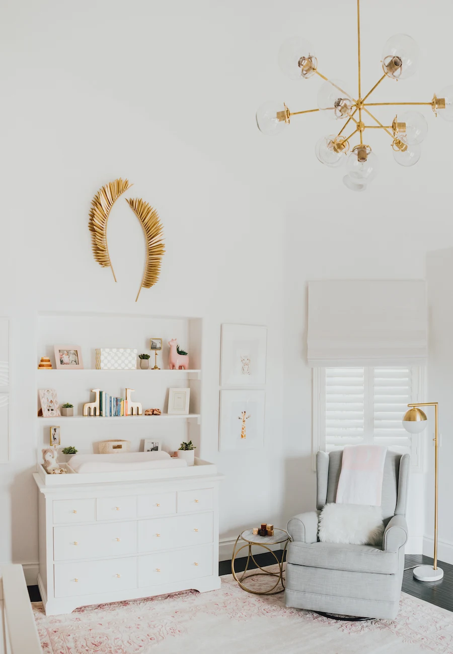 Pink Nature-Inspired Nursery with Gold Accents like this Gorgeous Gold Wall Feathers