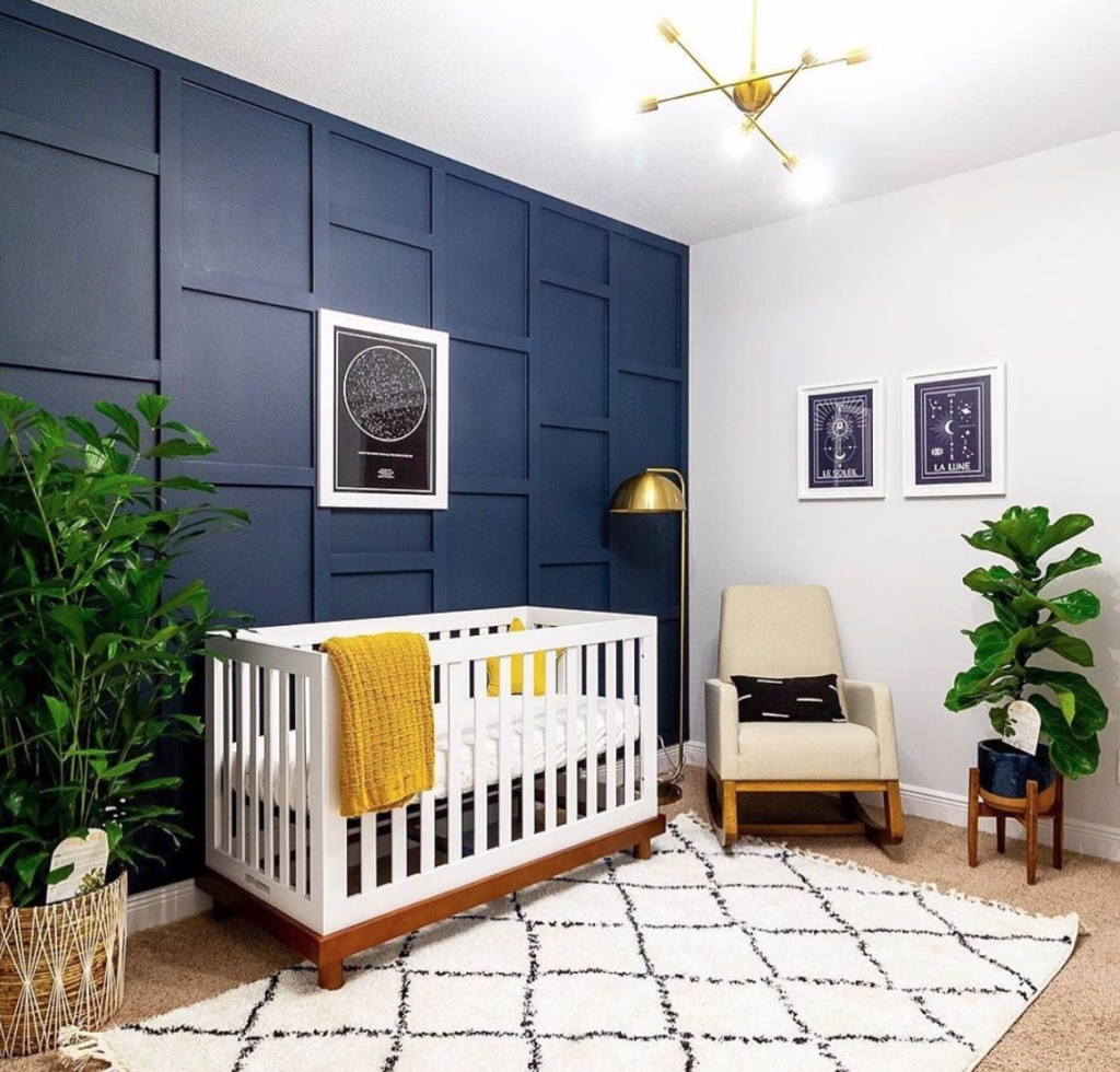 Navy Nursery with Three Dimensional Accent Wall