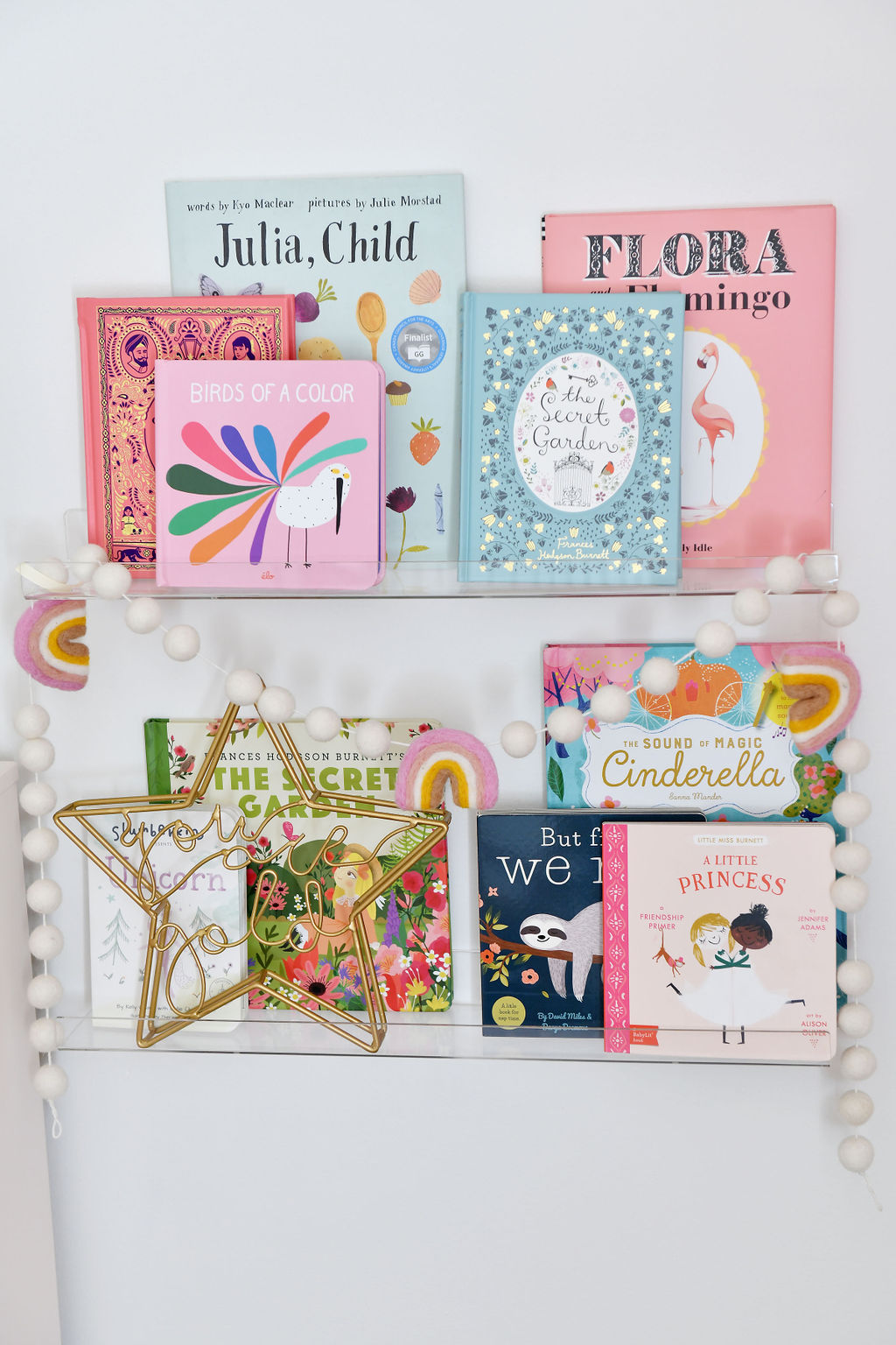 Acrylic Wall Bookshelves with Books for Baby Girl 