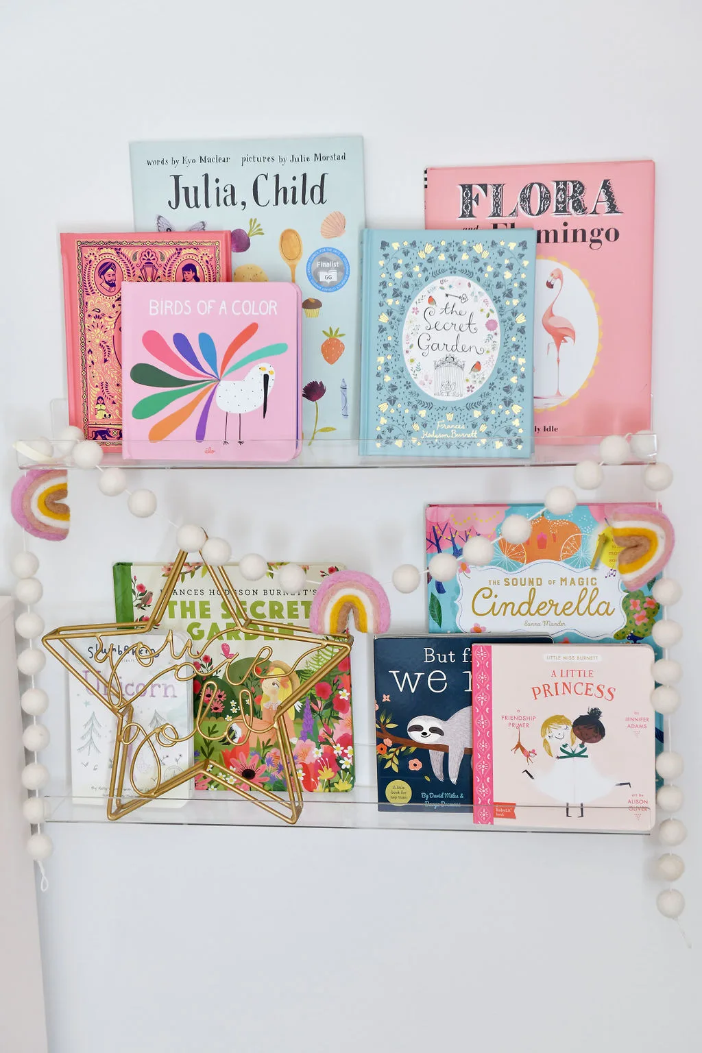 Acrylic Wall Bookshelves with Books for Baby Girl 