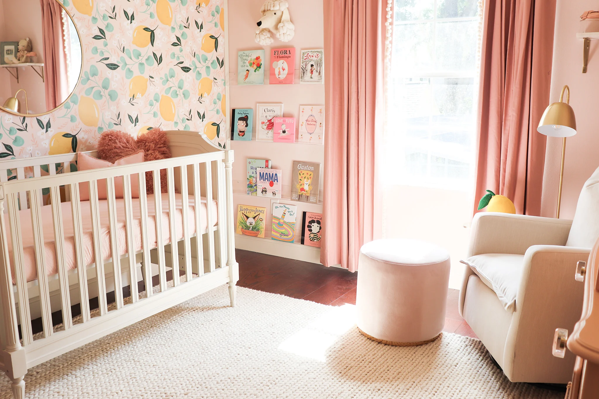 Lemon Wallpaper in Pink Girls Nursery Design: Melissa Grace Designs