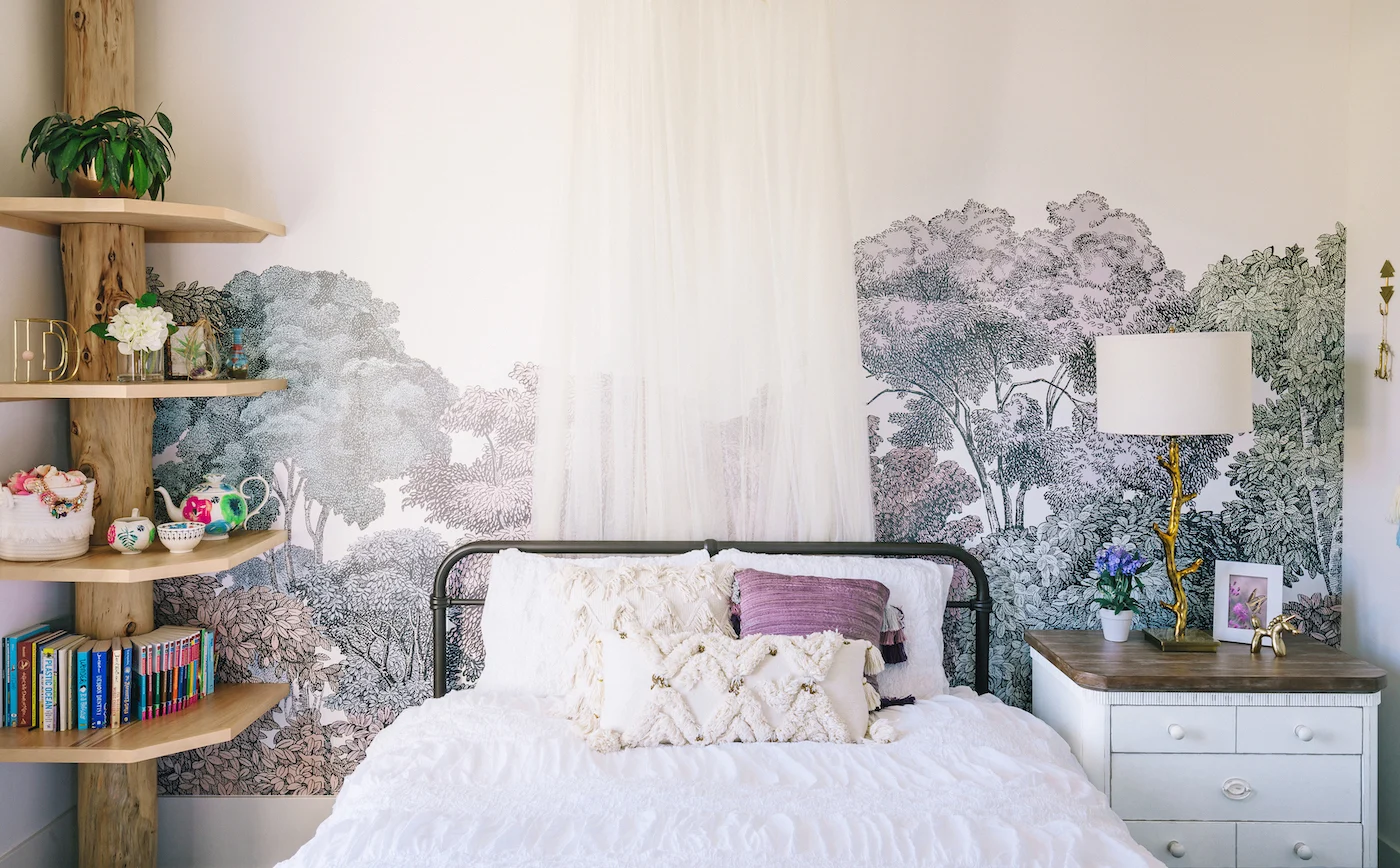 Nature Inspired Lavender Girls Room with Tree Mural Design: Little Crown Interiors
Nature Mural Nursery Trends