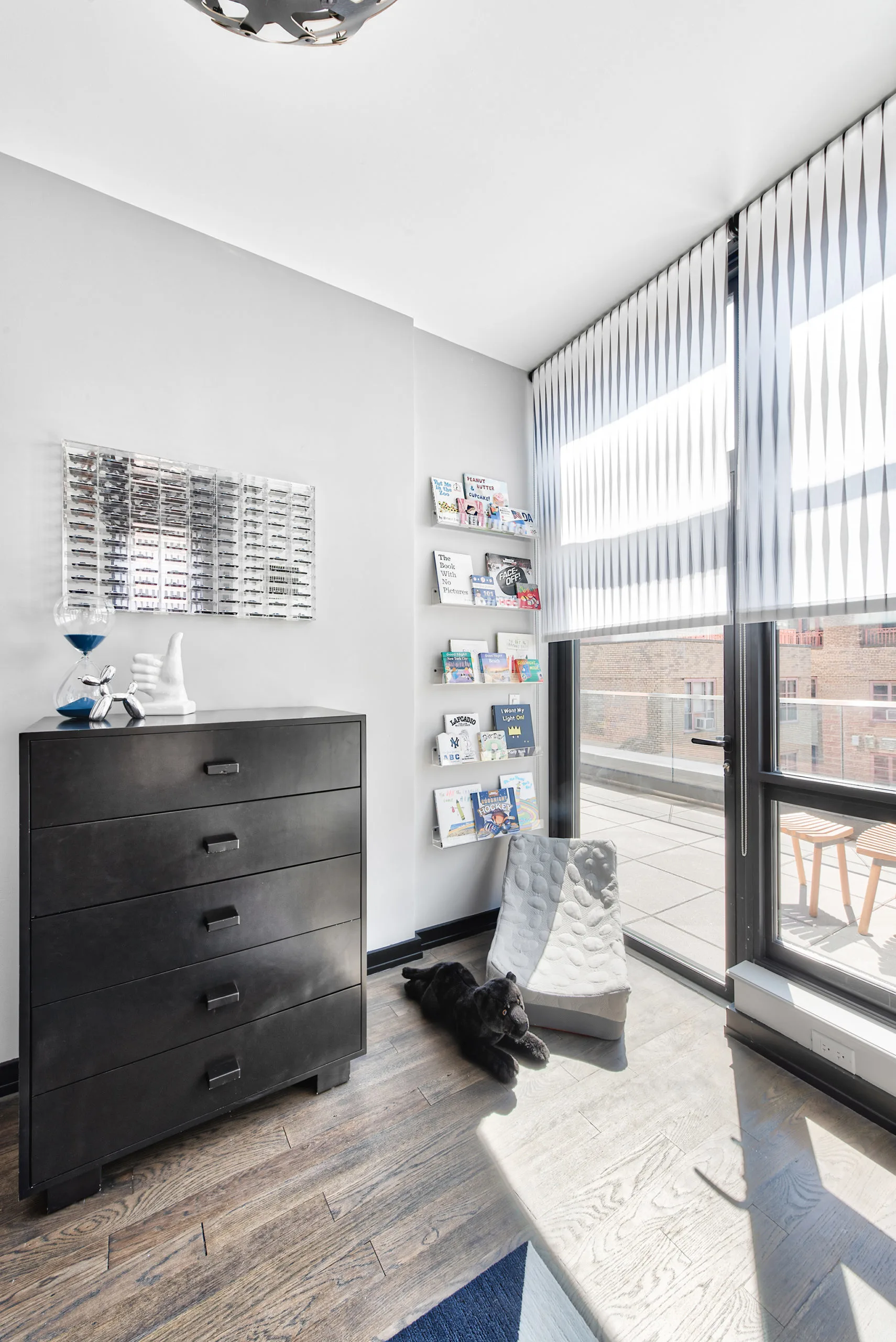 Modern Blue and Gray Boys Room with Acrylic Accents