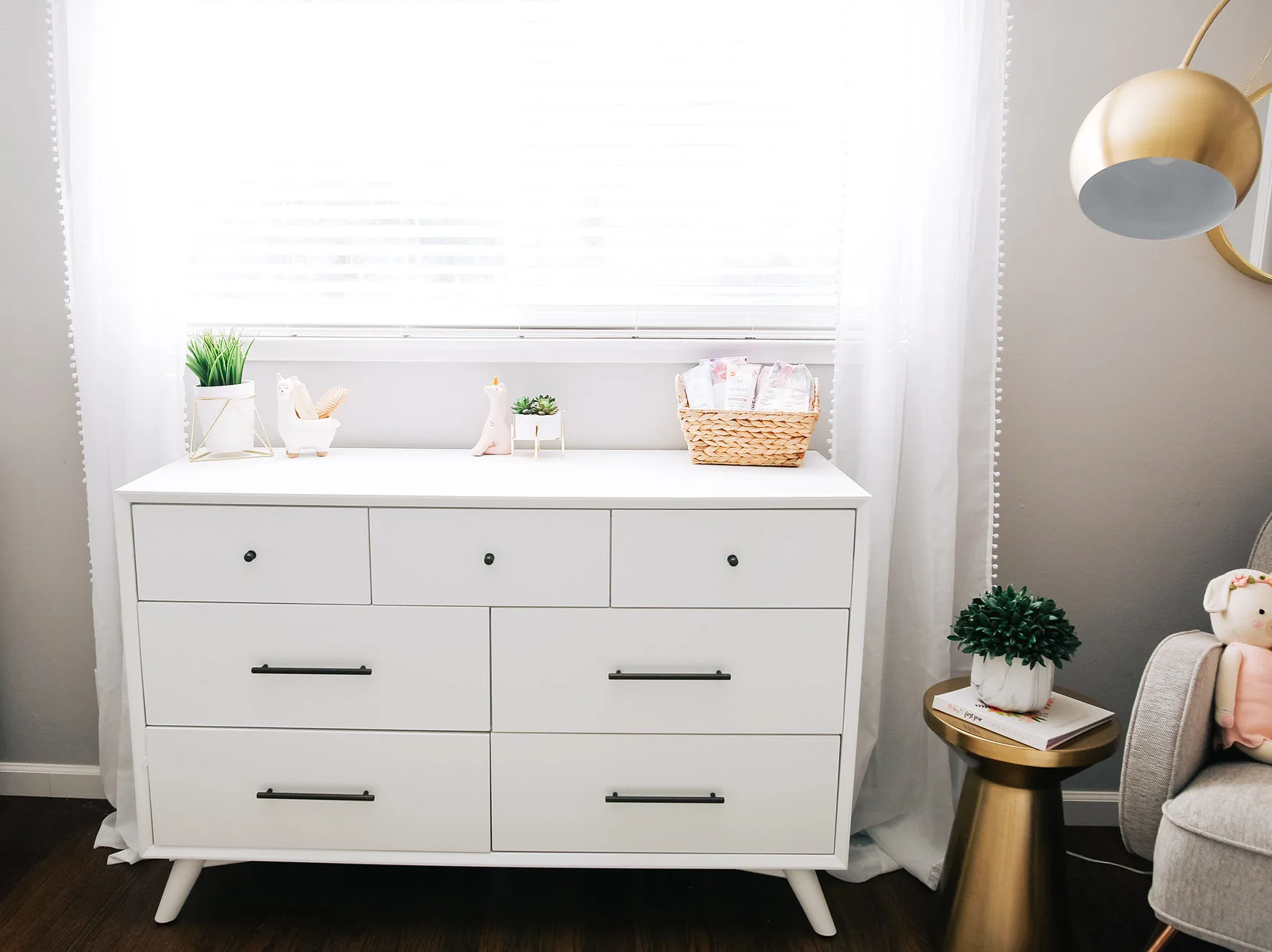 Mid-century Modern Dresser in Girls Shared Nursery