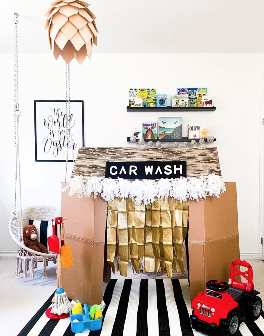 Cardboard Box Car Wash - creative ways to use a cardboard box