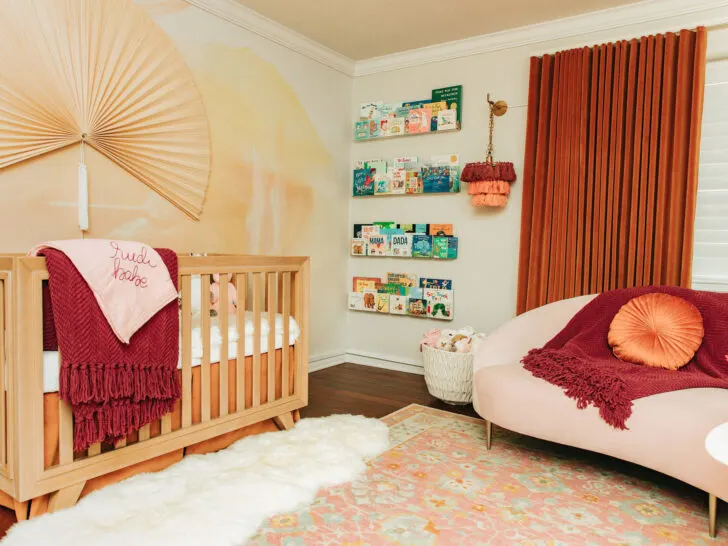 Chic Girl's Nursery with Pink Couch