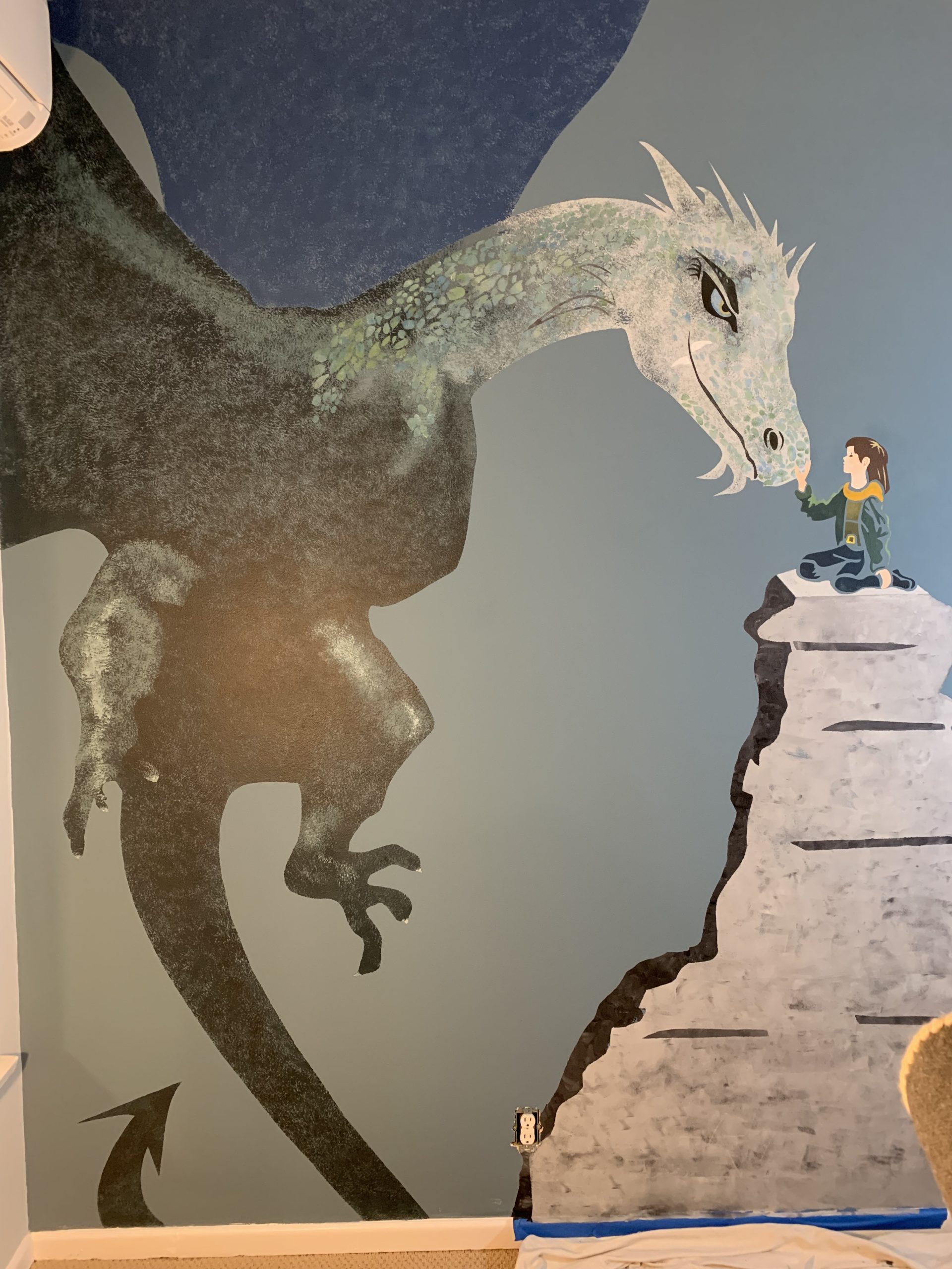 Boy and his dragon wall mural