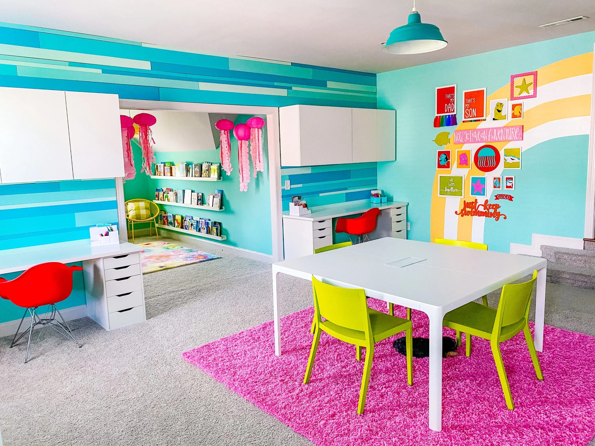 Multi-use Playroom with Homeschool Desk Setup