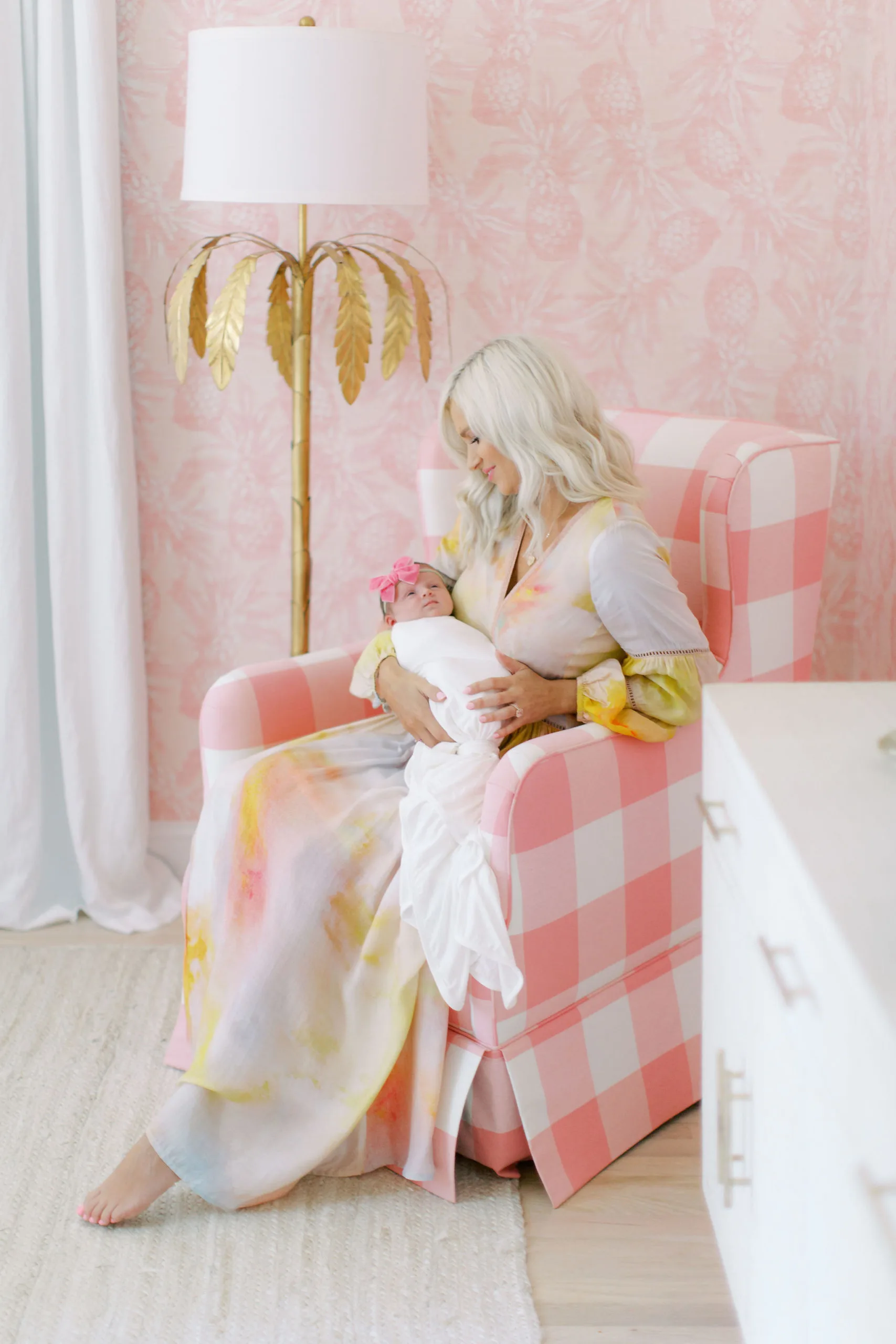 McKenna Bleu with Daughter in Pink Coastal Nursery