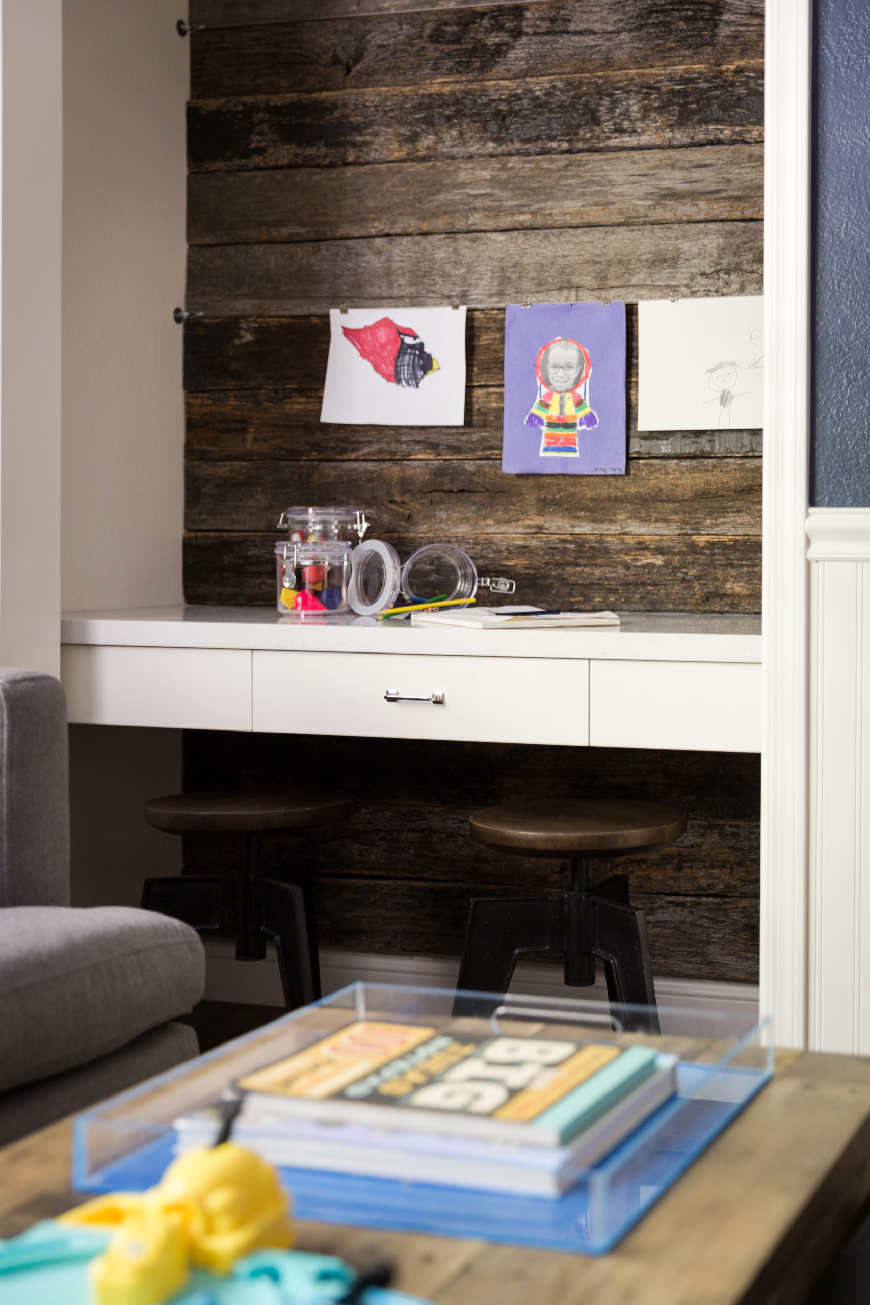 Desk Nook in Family Room Playroom