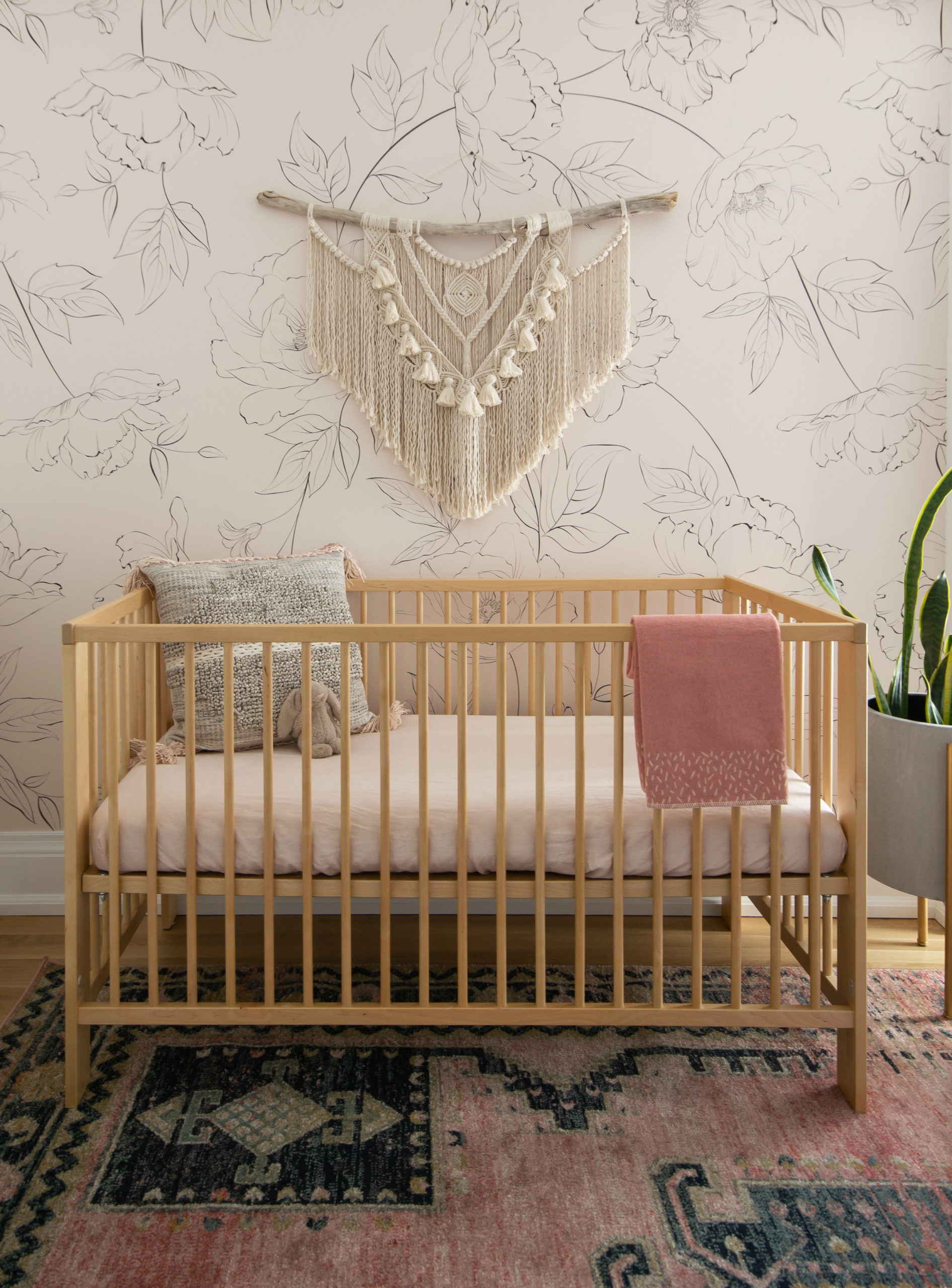 Modern Boho Nursery with Floral Wallpaper - Project Nursery