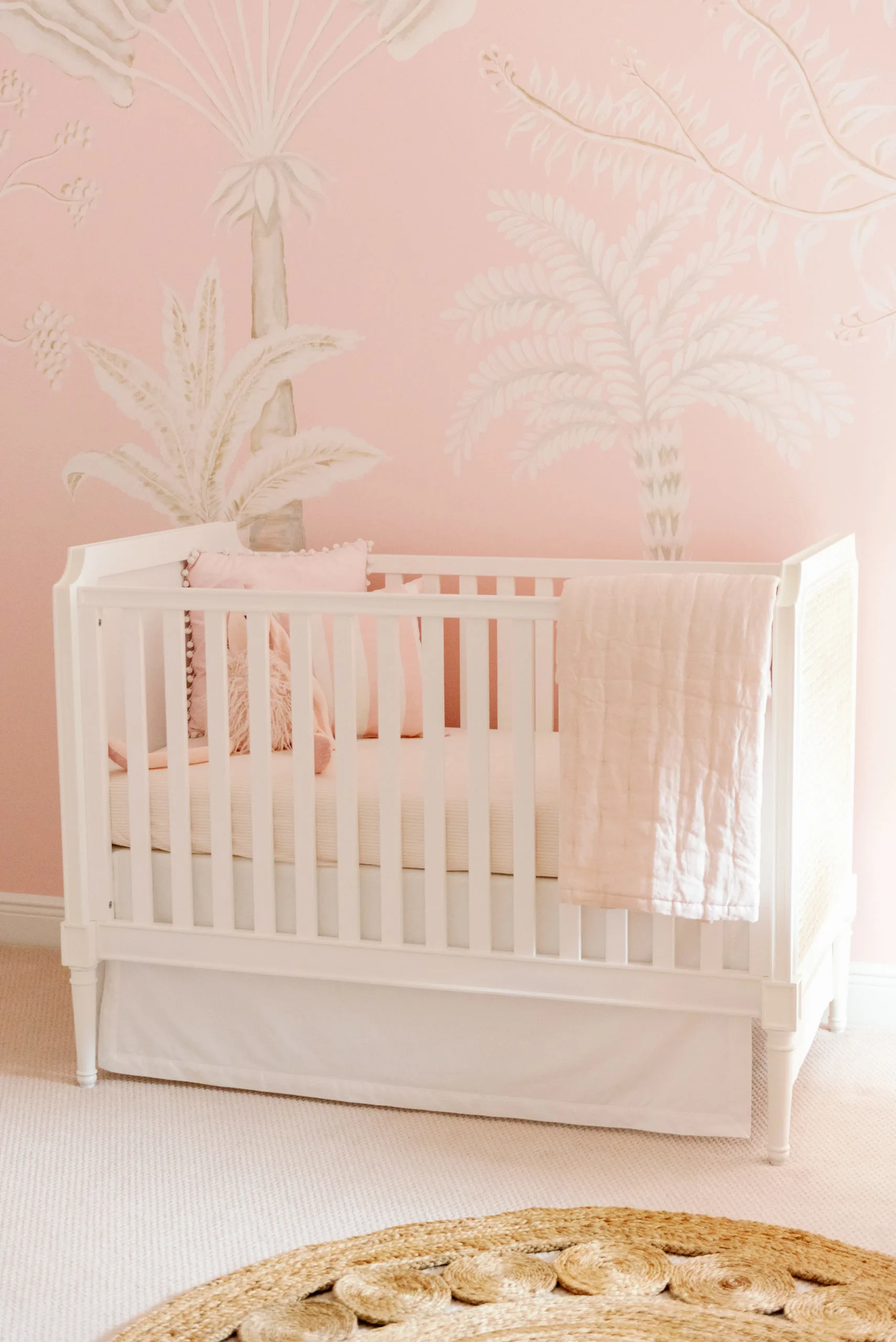Palm Mural in Pink Baby Girl Nursery