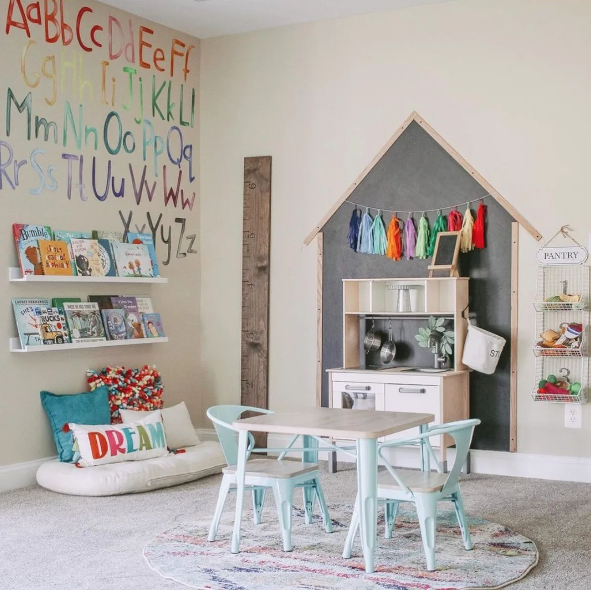 Playroom Meets Classroom Trend - ABC Decals in Playroom by @queenofthebeehive