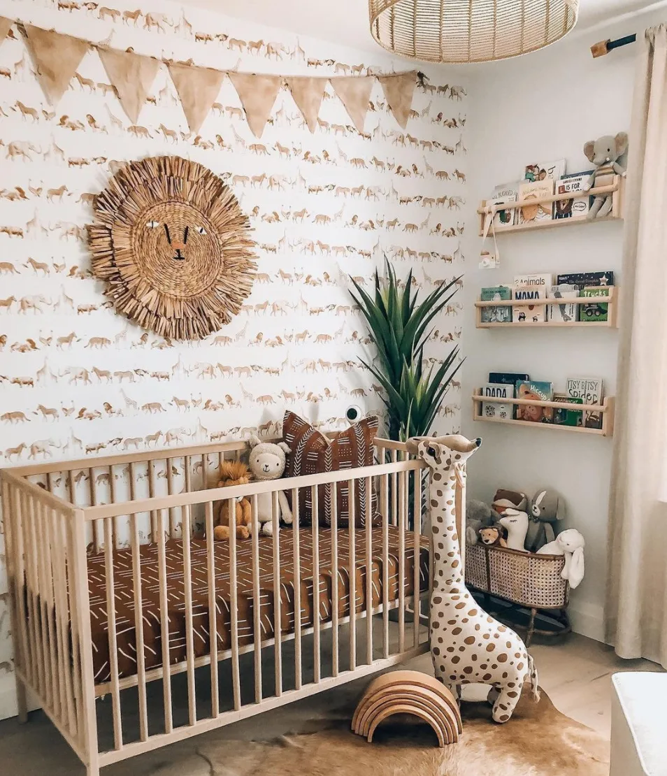 Nursery Trends - Sophisticated Safari - Safari Animal Wallpaper in Nursery by @boneill_athome