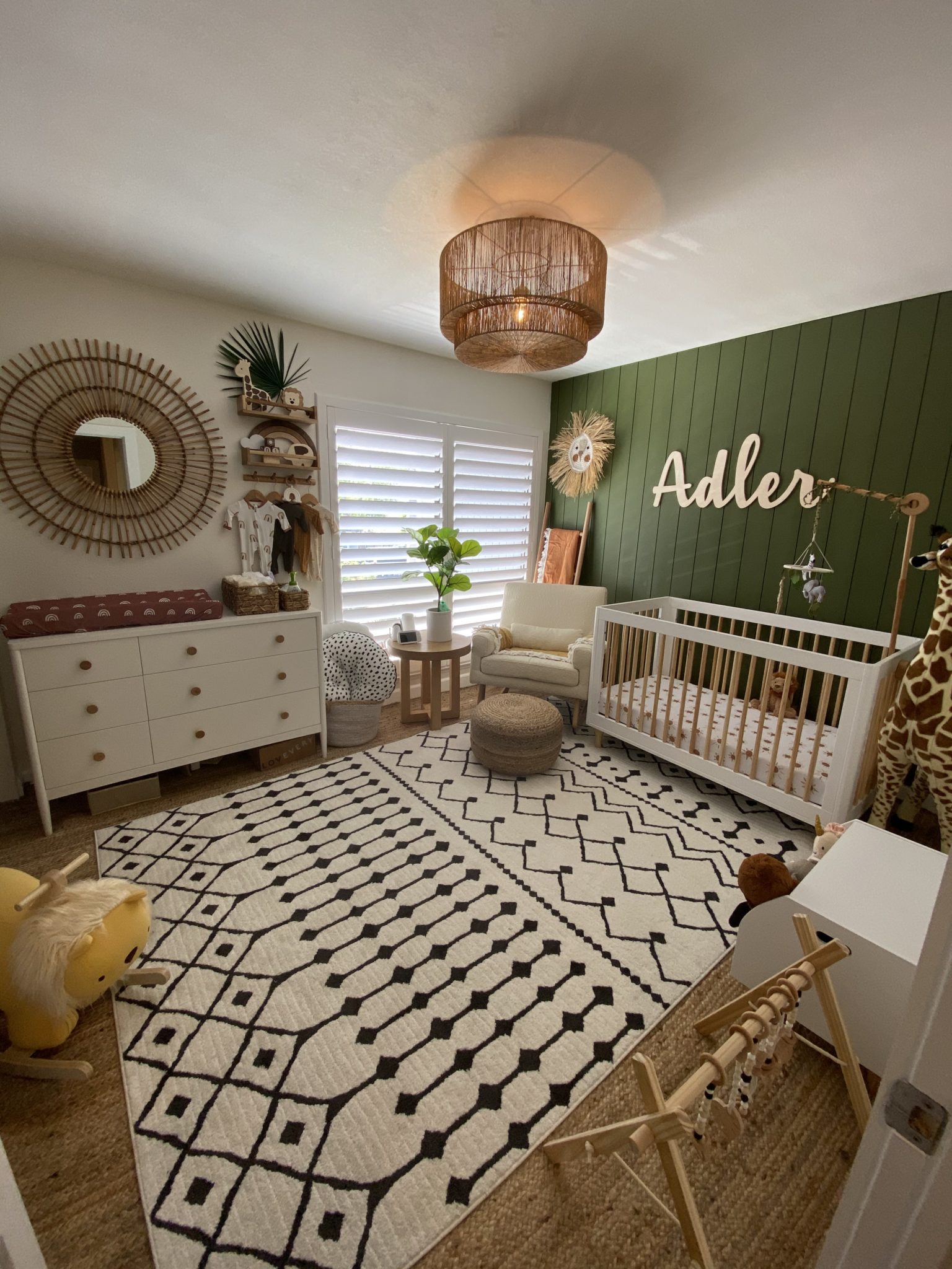 Modern Boho Safari Nursery for Large Space