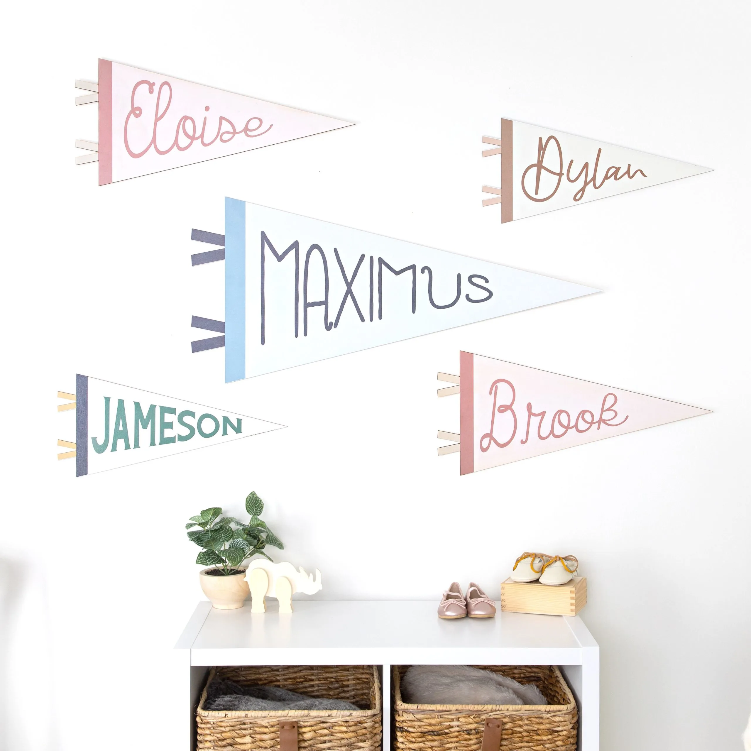 Kiki and Max Personalized Wooden Pennant Banners