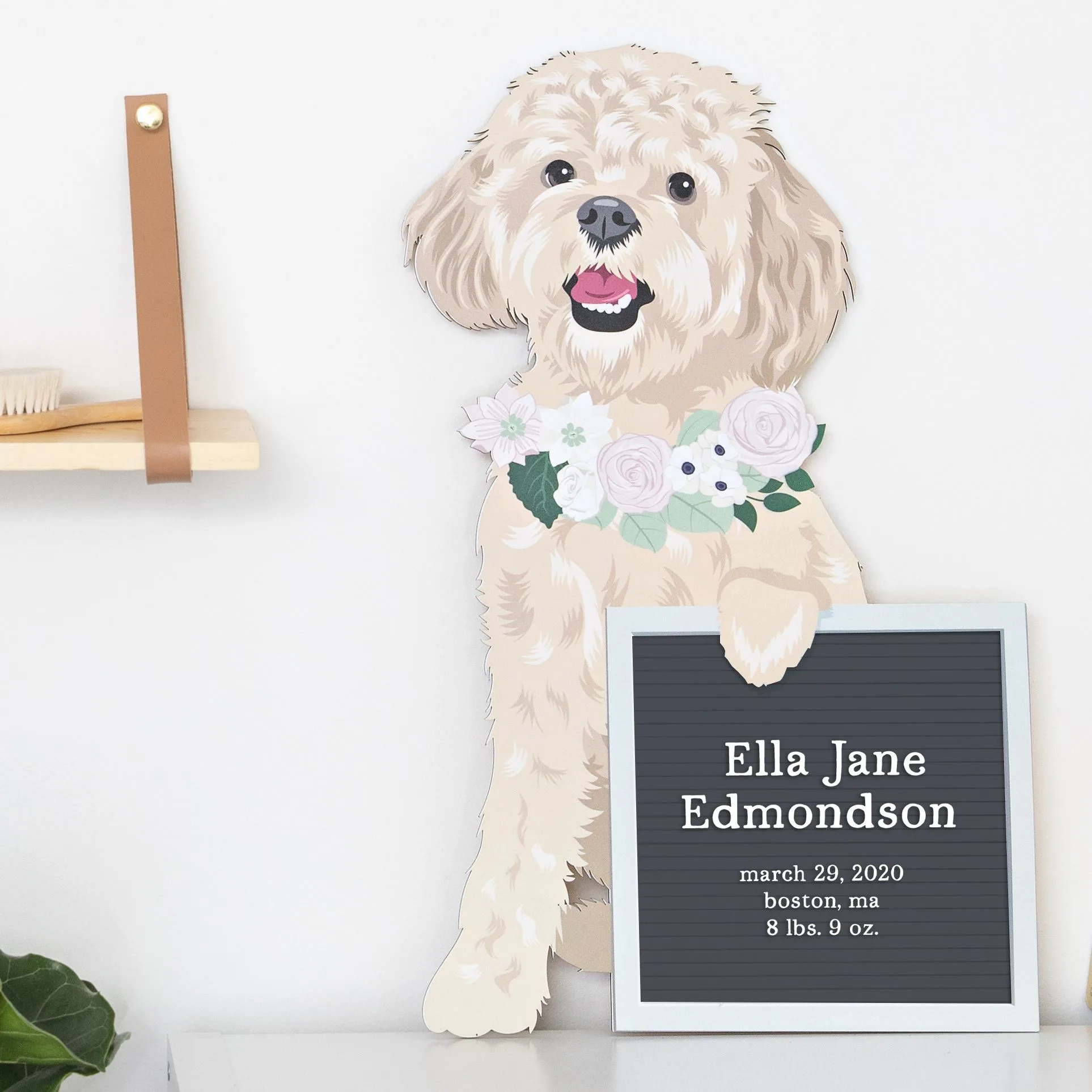 Dog with Letterboard Art for Nursery