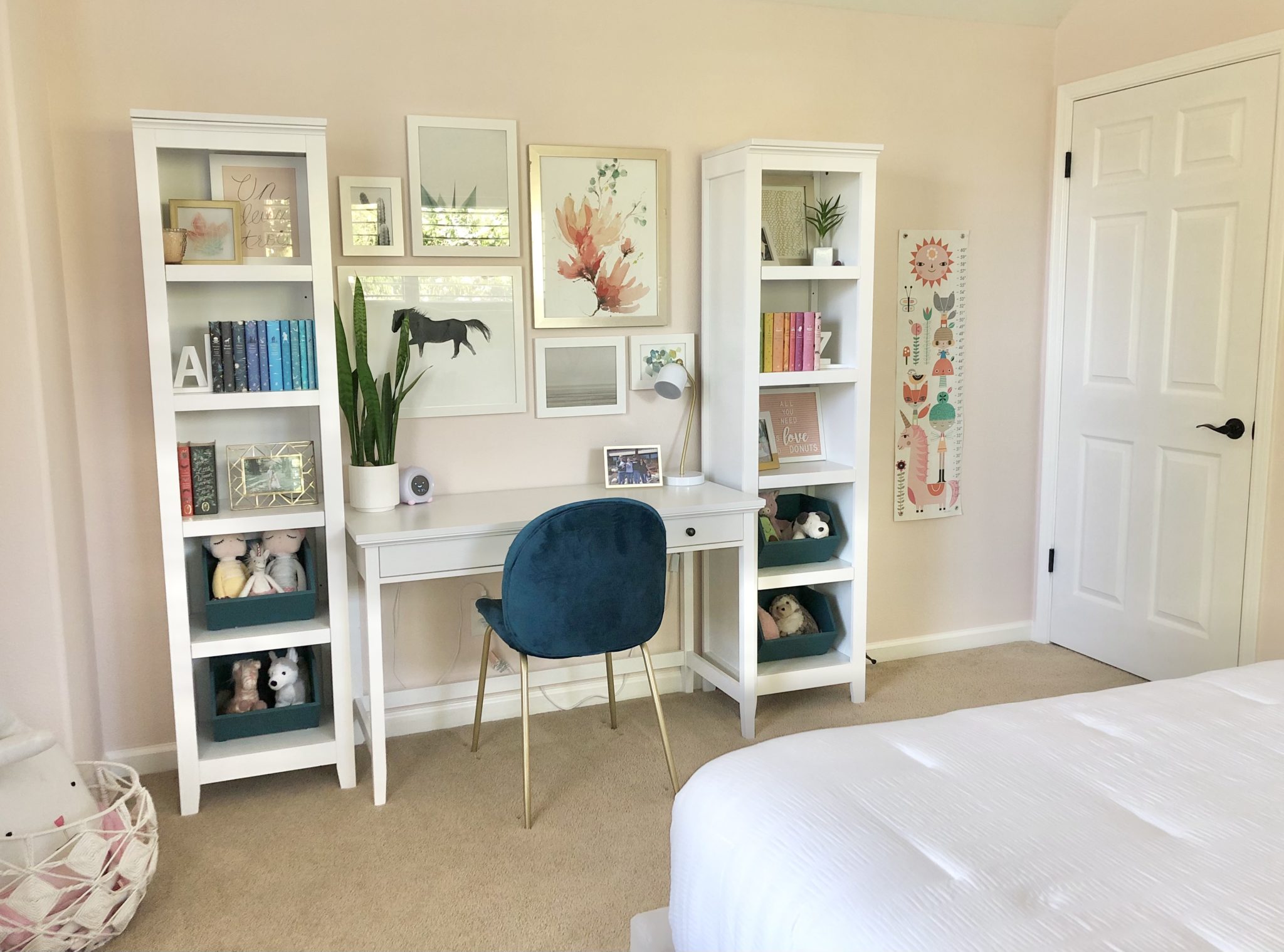 Faux Built-in Desk in Girls Room