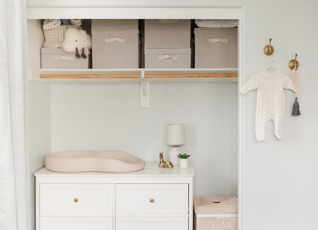 Nursery Closet Organization with Dresser