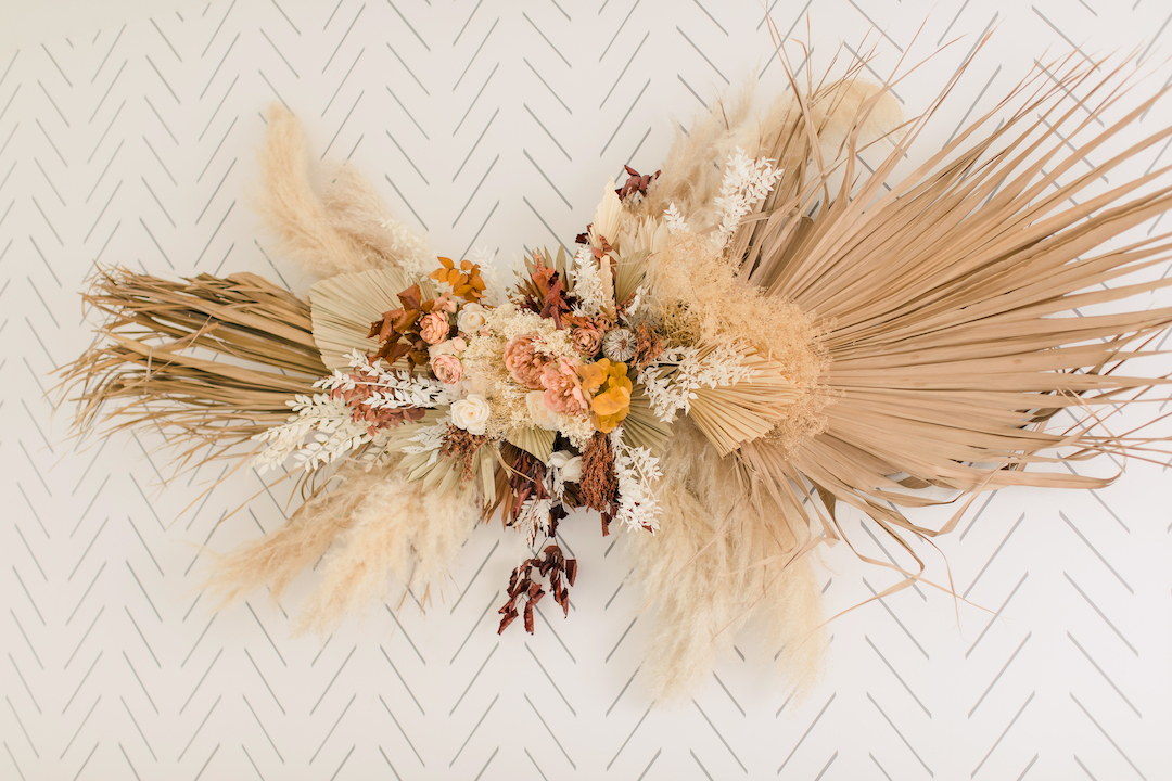 Dried Floral Wall Hanging in Girl's Nursery