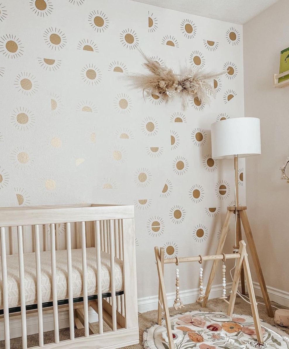 Gold Sun Wall Decals in Nursery by @brittharrison_ 