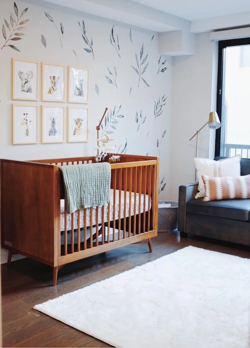 Nursery by @katiedavis_spruce featuring Watercolor Leaves Wall Decals