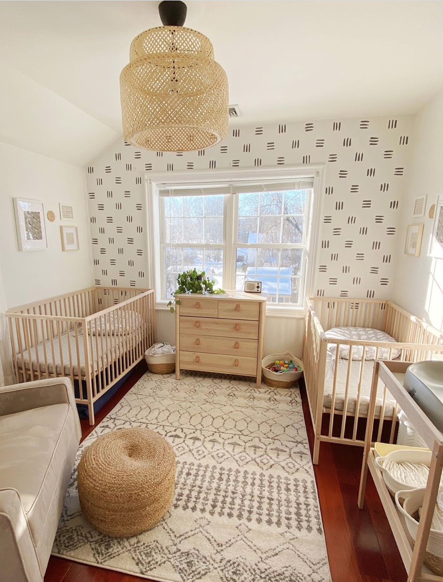Twin Nursery by @kimberlyhope2 with stripe wall decals