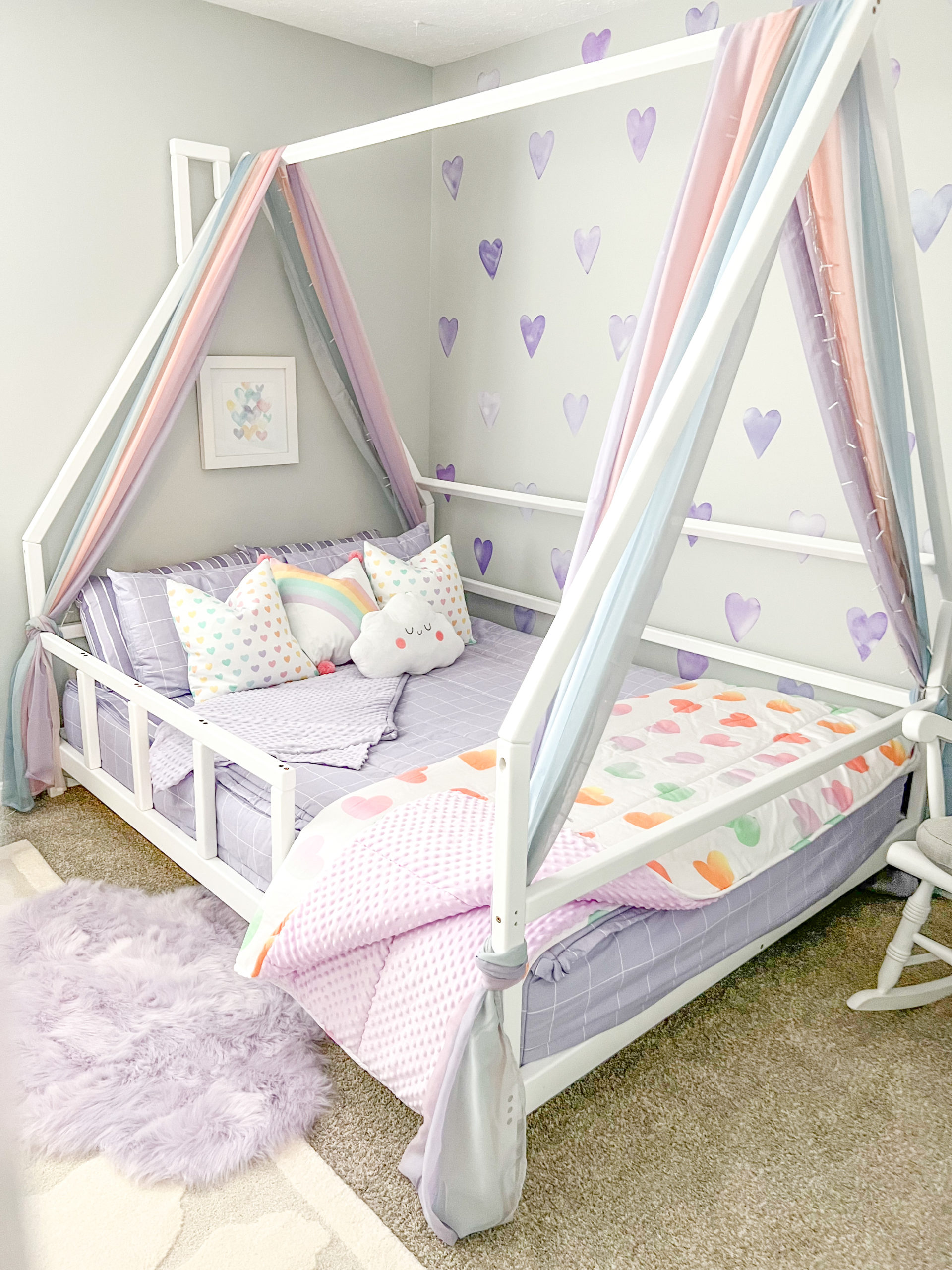 Purple Heart Decals in Little Girl's Bedroom