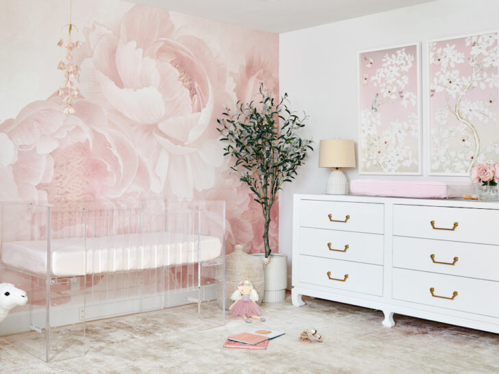 Traditional Pink Nursery Design by Little Crown Interiors