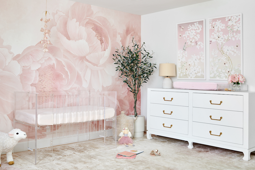 Traditional Pink Nursery Design by Little Crown Interiors