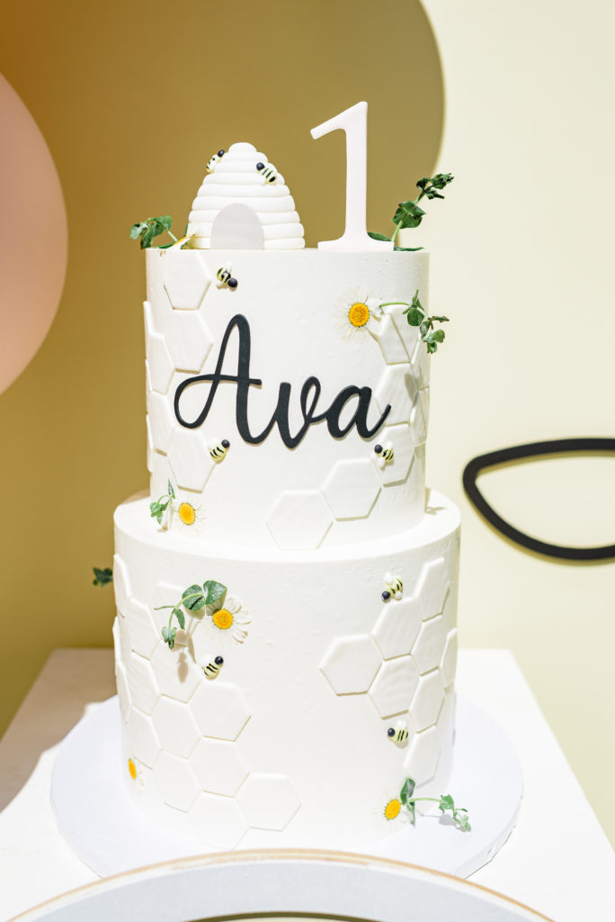 Bee Day Birthday Cake and Bee Themed Sugar Cookies