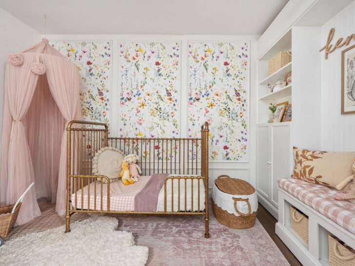 Floral Nursery with DIY Framed Wallpaper Panels