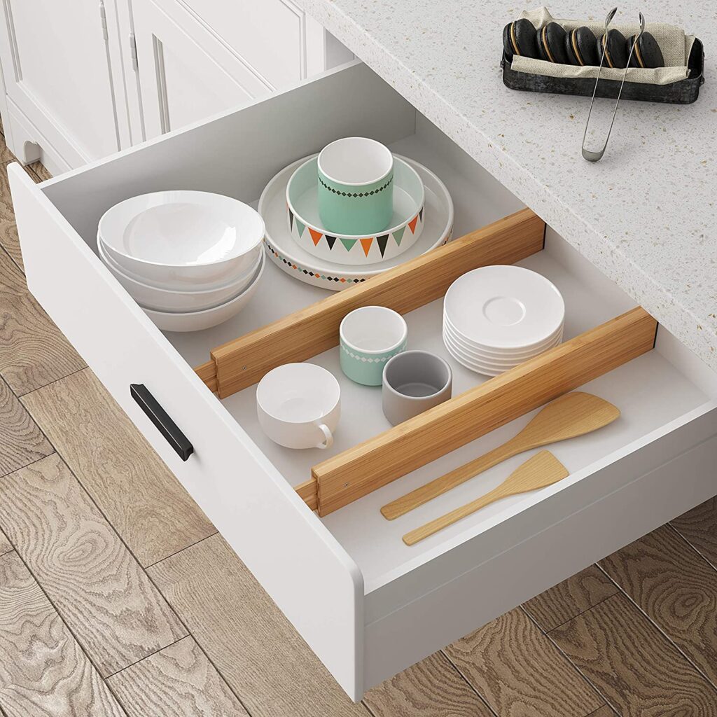 Adjustable Bamboo Drawer Dividers for Kitchen Organization