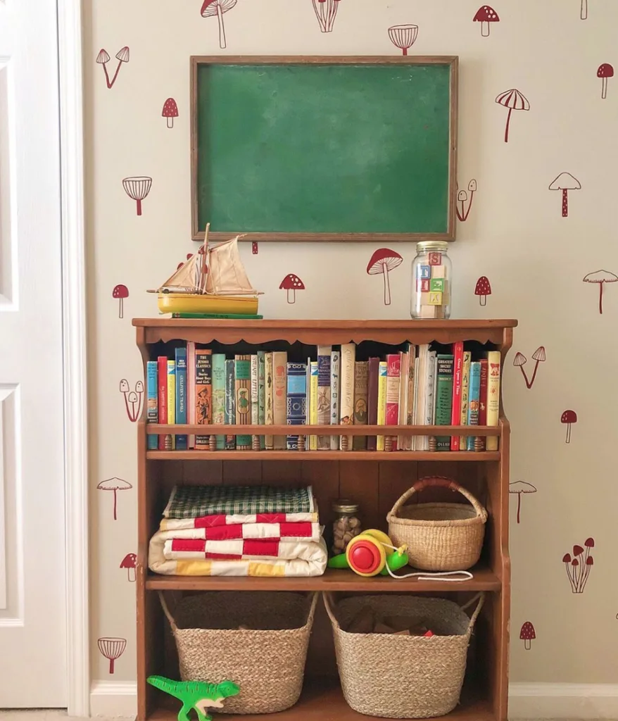 2023 Nursery Trends: Mushroom Outline Wall Decals in Boy's Room