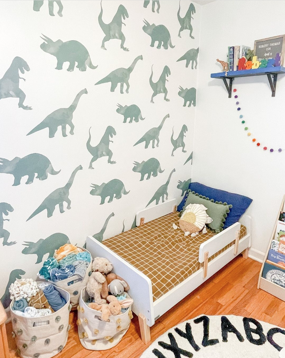 Large Dino Wall Decals in Toddler Room